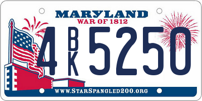 MD license plate 4BK5250