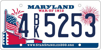 MD license plate 4BK5253