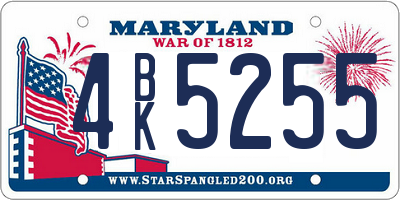 MD license plate 4BK5255
