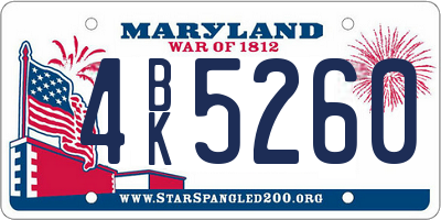 MD license plate 4BK5260