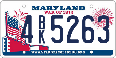 MD license plate 4BK5263