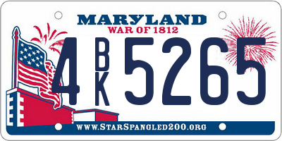 MD license plate 4BK5265