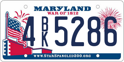 MD license plate 4BK5286