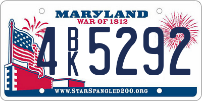 MD license plate 4BK5292