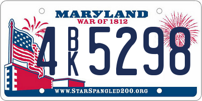MD license plate 4BK5298