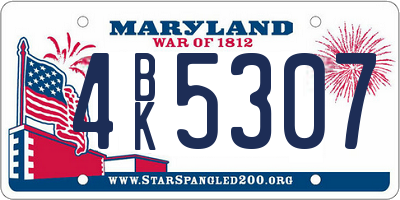 MD license plate 4BK5307