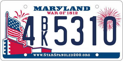 MD license plate 4BK5310