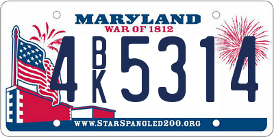 MD license plate 4BK5314