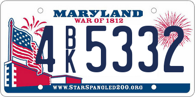 MD license plate 4BK5332