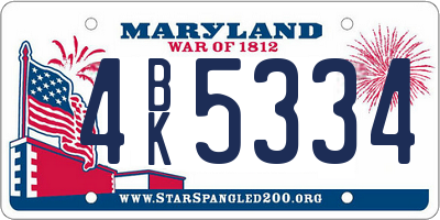 MD license plate 4BK5334