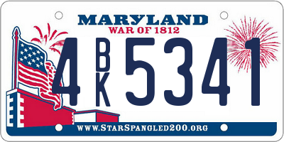 MD license plate 4BK5341