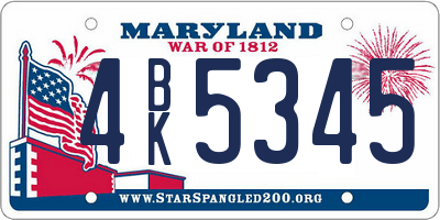 MD license plate 4BK5345