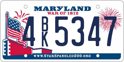 MD license plate 4BK5347