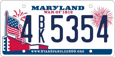 MD license plate 4BK5354