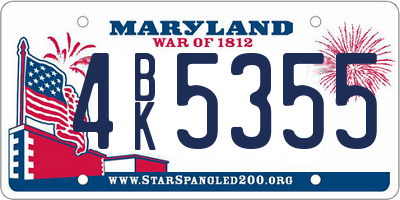 MD license plate 4BK5355