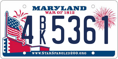 MD license plate 4BK5361