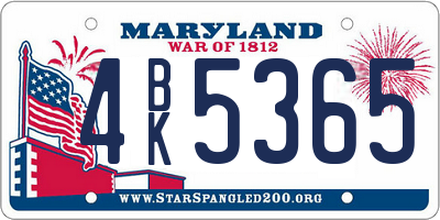 MD license plate 4BK5365