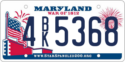 MD license plate 4BK5368