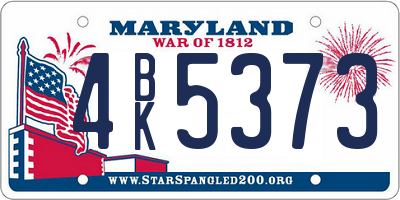 MD license plate 4BK5373