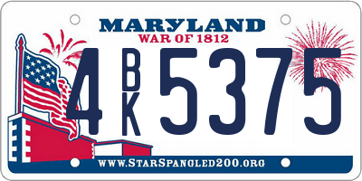 MD license plate 4BK5375
