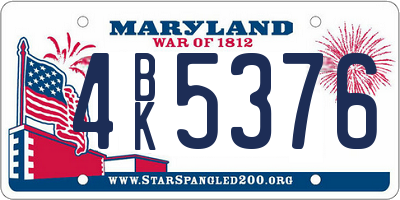 MD license plate 4BK5376