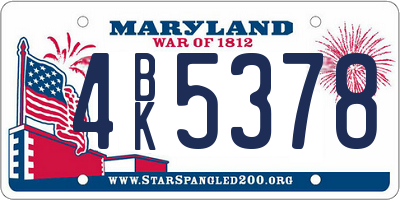 MD license plate 4BK5378