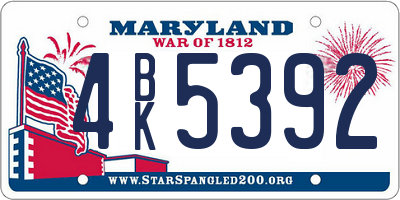 MD license plate 4BK5392