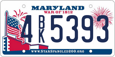 MD license plate 4BK5393
