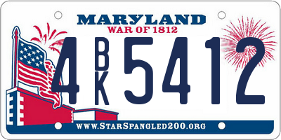 MD license plate 4BK5412