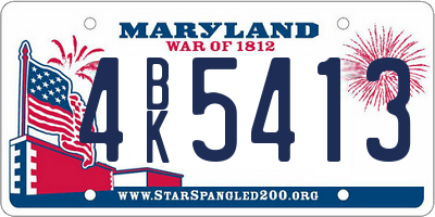 MD license plate 4BK5413