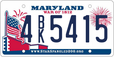MD license plate 4BK5415