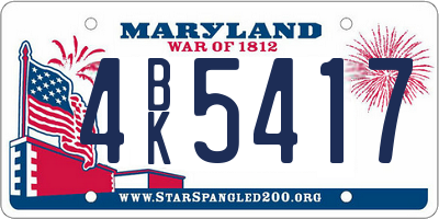 MD license plate 4BK5417