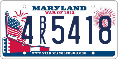 MD license plate 4BK5418