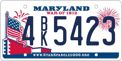 MD license plate 4BK5423