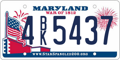 MD license plate 4BK5437