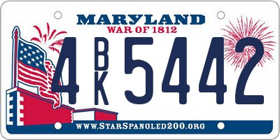 MD license plate 4BK5442