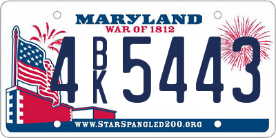MD license plate 4BK5443