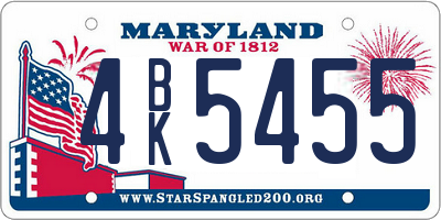 MD license plate 4BK5455