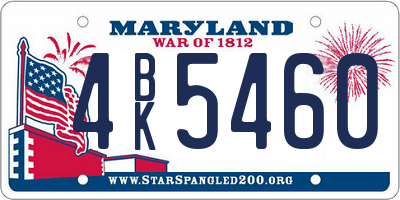 MD license plate 4BK5460