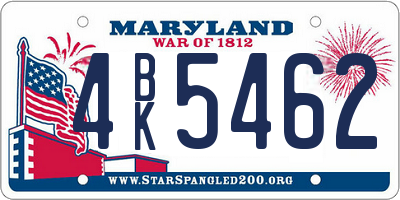 MD license plate 4BK5462