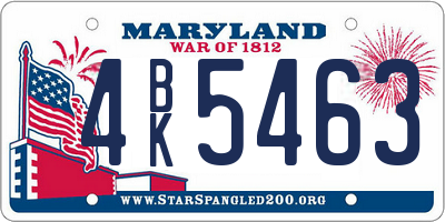 MD license plate 4BK5463