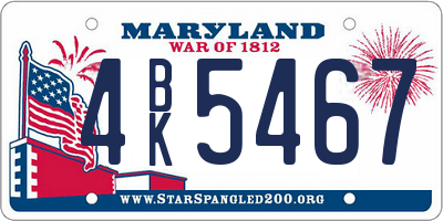 MD license plate 4BK5467