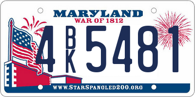 MD license plate 4BK5481