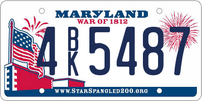 MD license plate 4BK5487