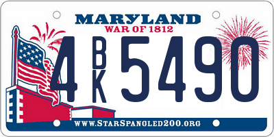 MD license plate 4BK5490