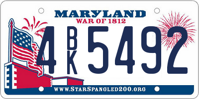 MD license plate 4BK5492