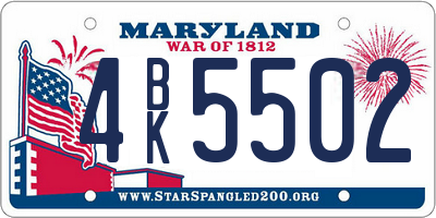 MD license plate 4BK5502