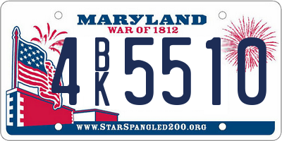 MD license plate 4BK5510