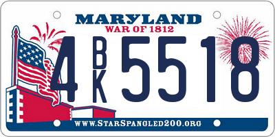 MD license plate 4BK5518