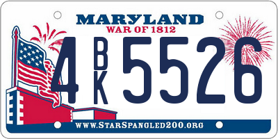 MD license plate 4BK5526
